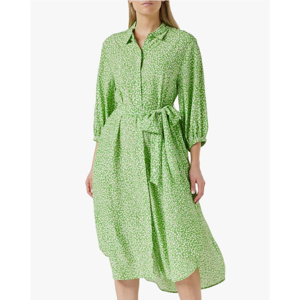 French Connection Poise Green Cadie Delph Drape Midi Shirt Dress Small NWT